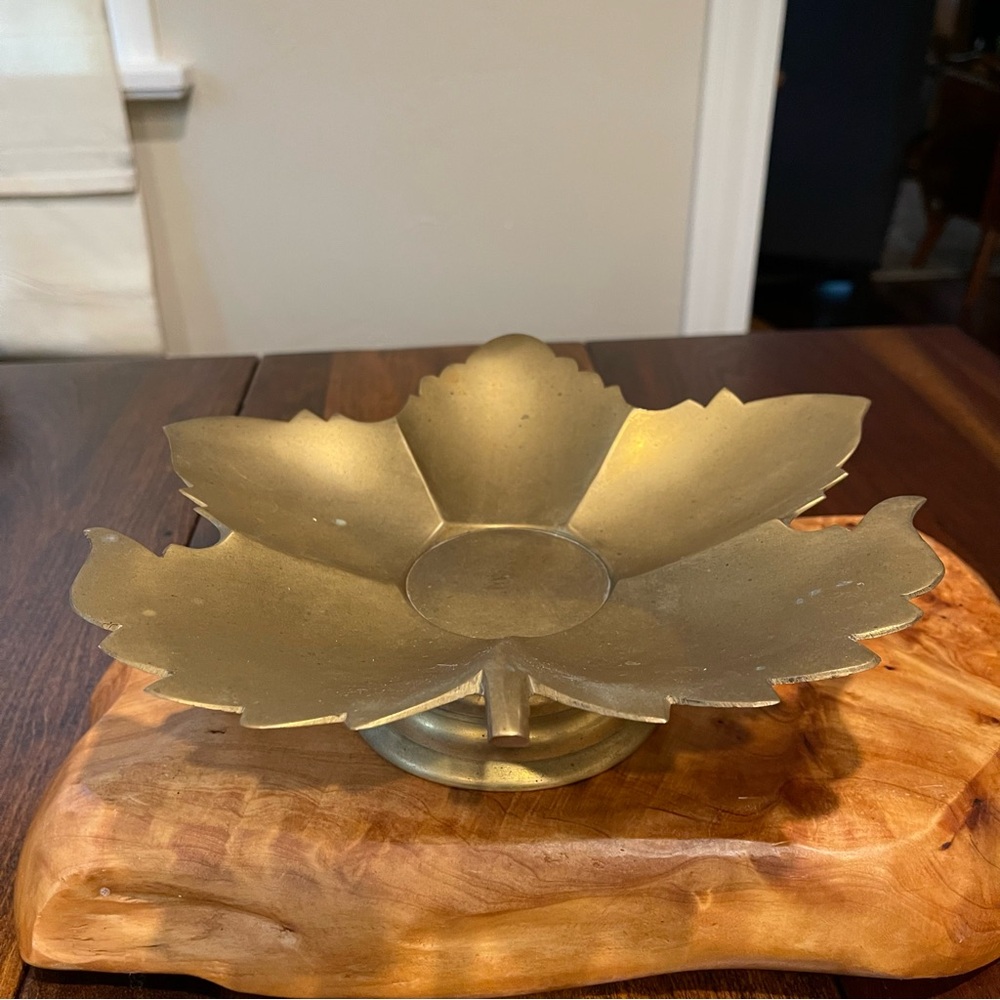 Vintage 1970's Rosenthal Netter Large Brass Maple Leaf  Trinket Dish